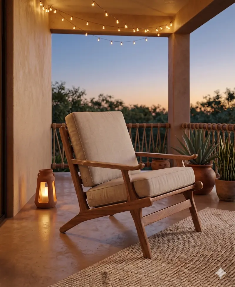 Sillón Ontario en un balcón al atardecer